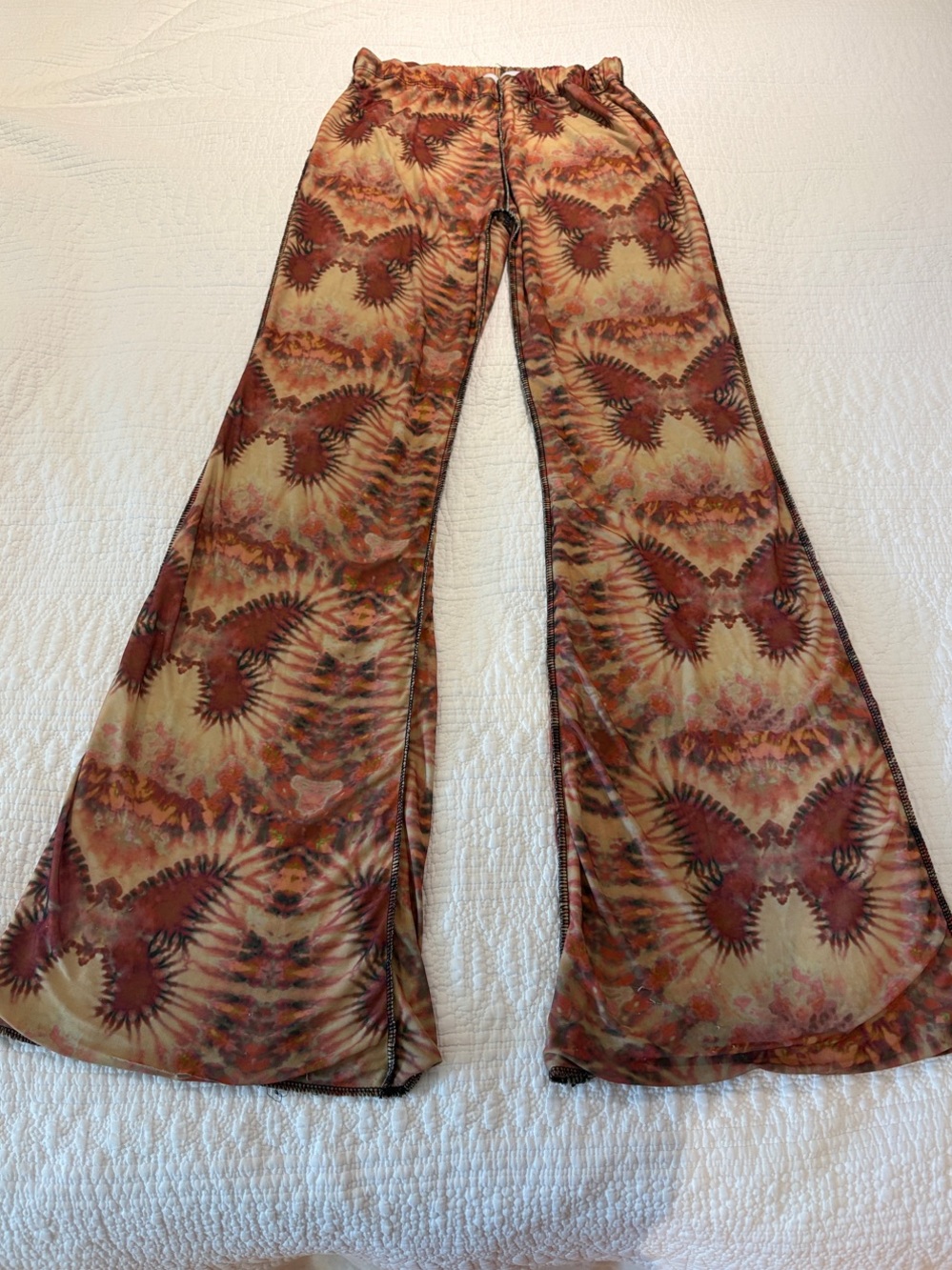 omighty Brown & Tan Tie-Dye Wide Leg Pants